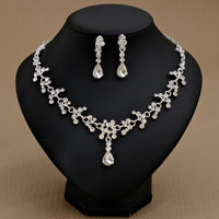 Rhinestone Pearl Earrings And Necklace Set Women