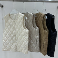 Layered Inner Wear, Short Round-neck Lightweight Down Vest Jacket