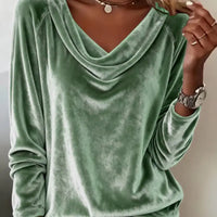 Elegant Velvet Long Sleeve Shirts For Women Fall Spring Solid Color Loose Women Blouses Fashion Pullover Tops Party Clothes