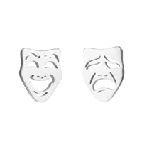 Simple Stainless Steel New Asymmetric Crying And Laughing Face Ear Bone Stud Halloween