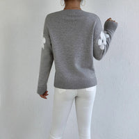 Fashion Flower Jacquard Knitted Pullover Sweater