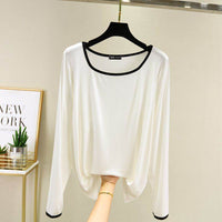 Modal Square Collar Long Sleeve Thin Shirt