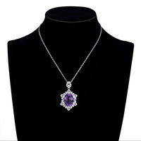 Geometric Denier Amethyst Pendant Sterling Silver Natural Gemstone Clavicle Chain Temperament Necklace