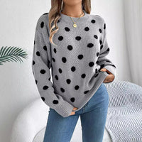 Autumn And Winter Leisure Contrast Color Polka Dot Long Sleeve Pullover
