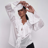 Women's Design Lace-up Puff Sleeve Shirt