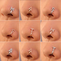 Copper Inlaid Zircon Letter U-shaped Nose Clip Ring Piercing Jewelry