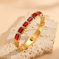 Fashionable Titanium Steel Vacuum-Plated Square Diamond Bracelet