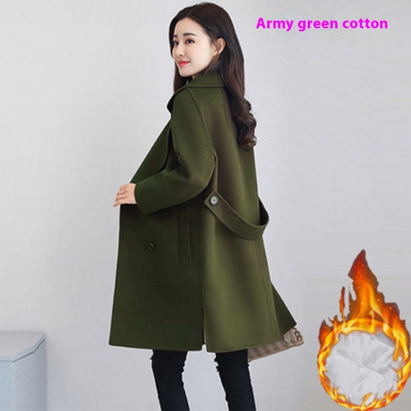 Cotton And Thickening Wool Overcoat Slimming Small Woolen Coat