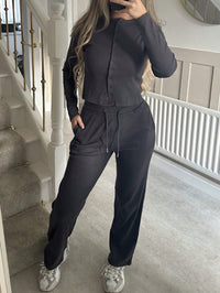 Women's Shirt And Straight-Leg Pants Two-Piece Set