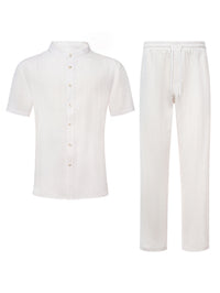Men's Stand-Up Collar Breathable Shirt And Loose-Fitting Trousers Set