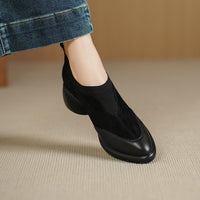 Soft Suede Chunky-heel Pumps With A Low Cut And A Single Strapa Mary Jane Style