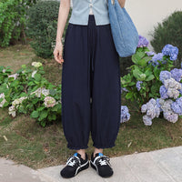 Women's Early Spring New Style Solid Color Japanese-Style Cropped Pants With Two Patch Pockets