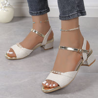 Sequin Open-toe Roman Low-heeled Sandals