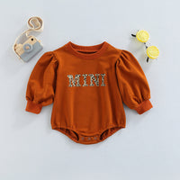 Baby Leopard Print Long Sleeve Mini Letter Romper