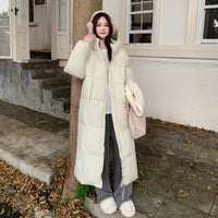 Long Down Women's Loose Cotton Padded Jacket Hooded Cotton-padded Coat