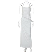Stylish Patchwork 3D Floral Halter Bodycon Midriff-Baring Dress In A Sophisticated Edgy Chic Style For Women