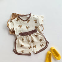 Baby Loose Bear Short Sleeve Top Pants Suit