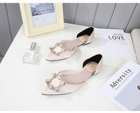 Flat diamond low-top pointed-toe shallow sandals