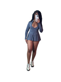 European And American Style Athletic Casual Tight-Fit Waist-Cinching Flared Skirt Two-Piece Set With Safety Shorts