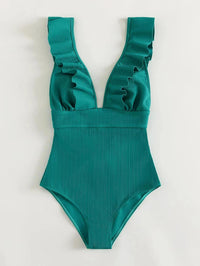 Ruffled Shoulder Strap Back Lace Adjustable Swimsuit For Women