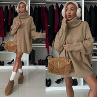 Women's Turtleneck Long Sleeve Knitted Long Sweater