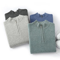 Men's Mid-length Zip-up Honeycomb-knit Thickened Sweater