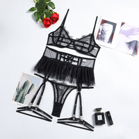 Women's Fashion Mesh Perspective Splicing Contrast Color Suit