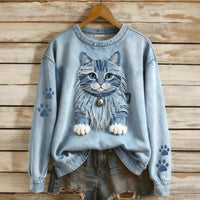 Womens Printed Saint-Like Sweater With A Crew Neck