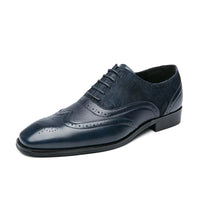 British Men's Low-top Lace-up Pointed Leather Shoes