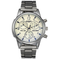 Fashion Simple Fake Three-eye Steel Belt Quartz Watch