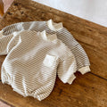 Striped Turtleneck Romper Bag Fart Sweater Loose And Casual
