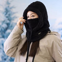 Windproof Warm Winter Sleeve Cap Female Riding Fleece-lined Bandana