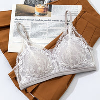 French Lace Backless Sexy Teardrop-Cup Thin-Cup Push-Up Anti-Sag Wireless Deep-V Beautiful-Back Bra