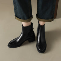 Womens Genuine Leather High-Heel Ankle Boots New Fall Winter Style For Winter Seasons