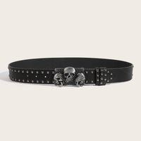 Men's Personality Skull Youth Belt Punk Snap Button Casual Belt