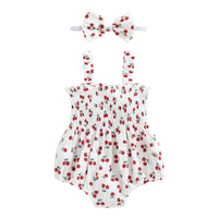 Pleated Jumpsuit Crawling Suit Printed Cartoon Pattern Baby Romper