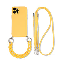 Solid Color Diagonal Double Lanyard Mobile Phone Case