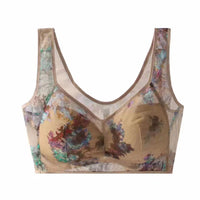 Mesh Floral Print Comfortable Wireless Bra Underwear