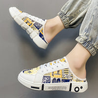 Summer Half Slippers Men's Height Increasing Closed Toe Casual Breathable Heelless Lazybones' Shoes
