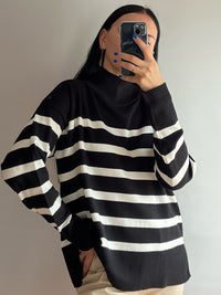 Women's Loose Striped Turtleneck Sweater
