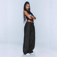 Womens Retro Washed Distressed Scimitar Jeans