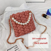 DIY Craft Kit Yarn, Crochet Hook, And Fabric Strips For Making A ShoulderCrossbody Bag
