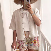 Women's Knitted Cardigan Half-open Collar Button Coat