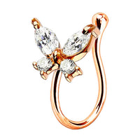 Women's Personality Fashion U Shape Diamond Butterfly False Nose Ring