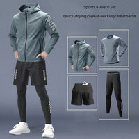 Fitness Set Men's Ice Silk Quick-dry Summer Sportswear Short Sleeve