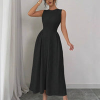 European And American-style Sleeveless Figure-flattering Waist-cinching Dress