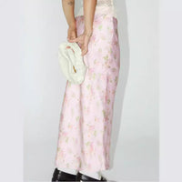 Satin Printed Dress With Back Slit And High-end Drape