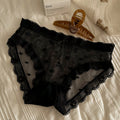 Lace Mesh Bow Transparent Underwear Women's Mid-waist Cotton Crotch Comfortable Traceless Ventilation Women's Briefs