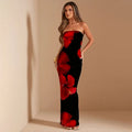 Sexy Slim Fit Printed Tube Top Bodycon Sheath Dress