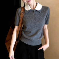 Simple Loose Comfortable Slimming Everyday Commuter Gray Top For Women
